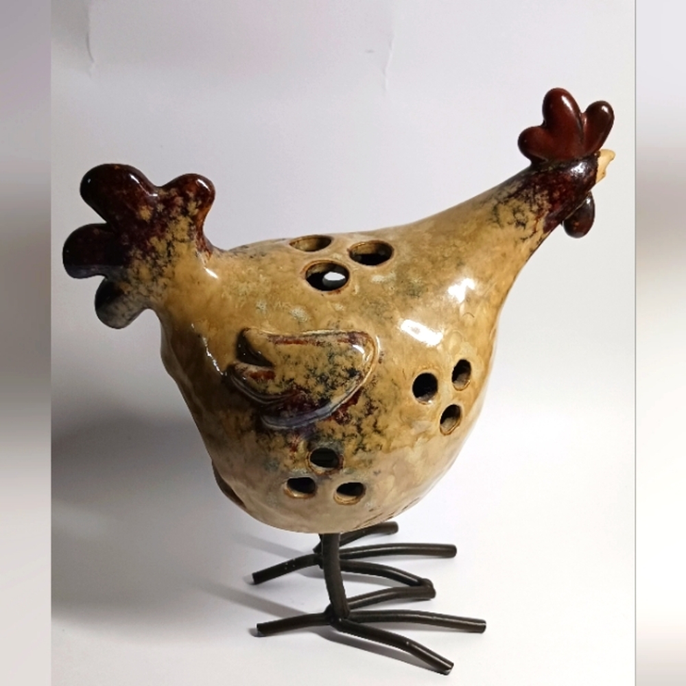 Ceramic Rustic Farmhouse Chicken Tea Light Holder
